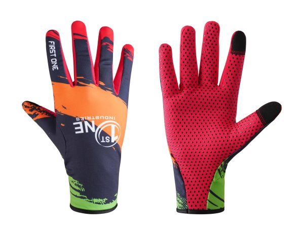 FIRST ONE Cycling Gloves - Breathable, Anti-Slip, Touchscreen Compatible - Red/Black