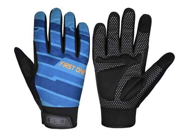 FOI Mountain Bike Gloves - Blue with Mesh Palm Design & High Grip