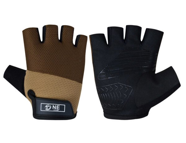 Half Finger Cycling Gloves – Brown Color with High Grip & Palm Protection, Breathable Design