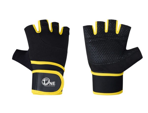 Performance Fitness Gloves – Yellow Color with Lining & Mesh Design for Enhanced Breathability & Grip