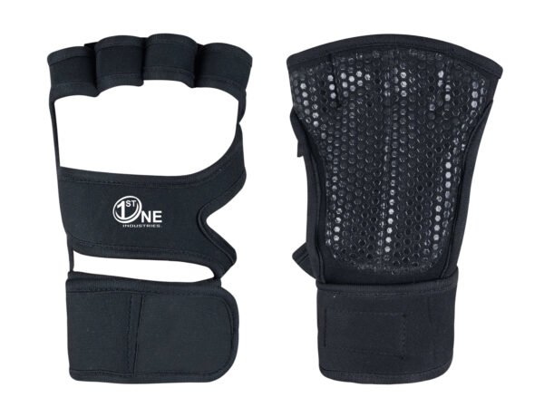 First One Industries Half Finger Fitness Grips Gloves – Enhanced Grip, Wrist Support with Adjustable Velcro Strap for Men and Women