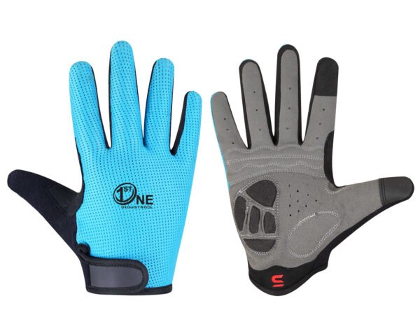 High Grip Cycling Gloves with Breathable Palm Design – Sky Blue & Grey Color Combo – Protection Gloves for MTB, Road Cycling, and Fitness